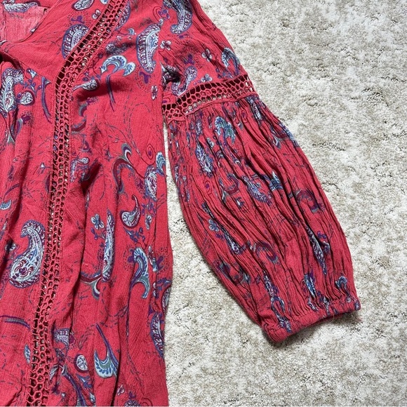 Fre People Paisley Red Women's Top Size XS - Picture 5 of 9